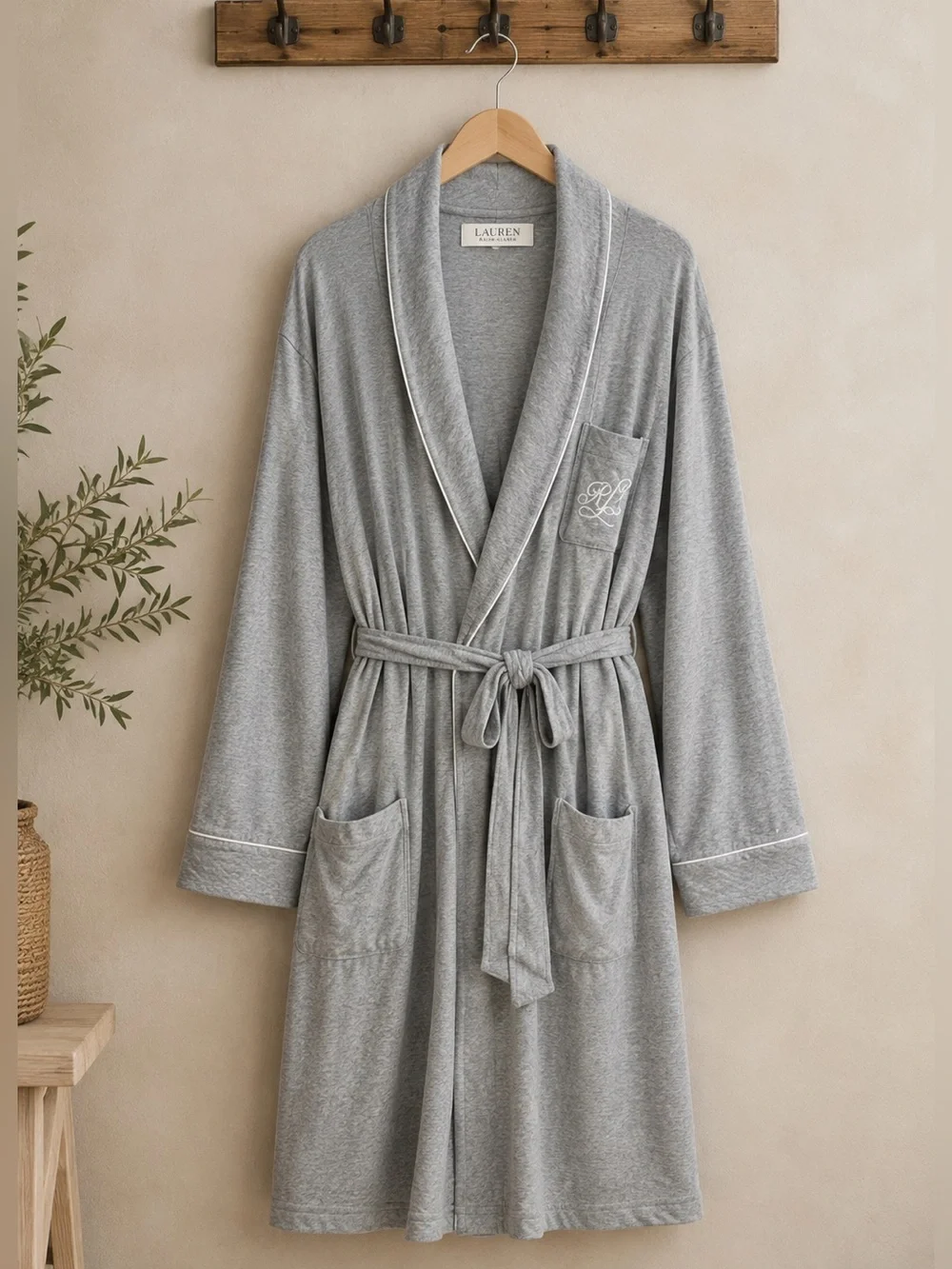 Lauren Ralph Lauren Quilted Shawl Collar Robe – Heather Grey Size 3X